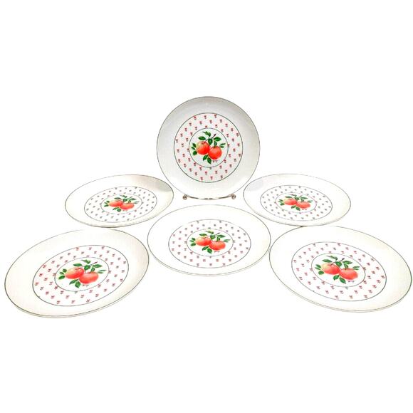 George Good Japan Vintage Porcelain Fabrizio Apple 7 5/8" Salad Plates Set of 6 - Picture 11 of 11